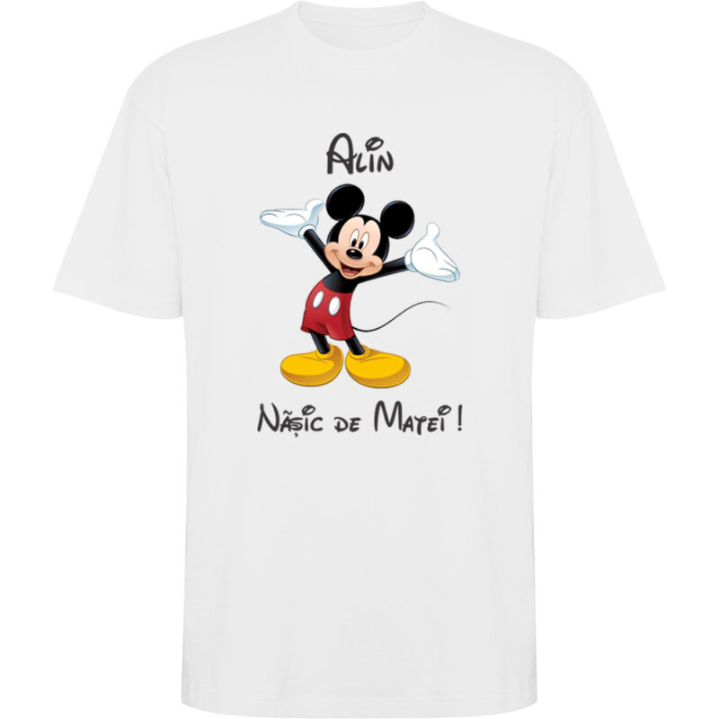 Tricou oversize Naș Mickey, Alb