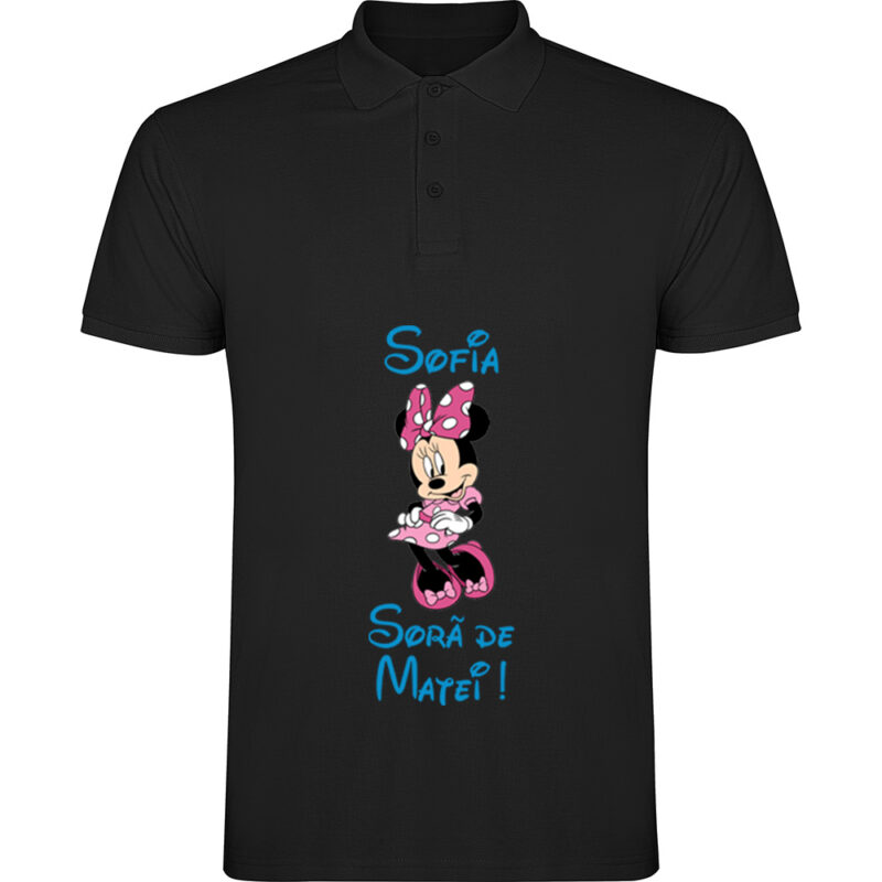 Tricou polo copii Soră Minnie, Negru