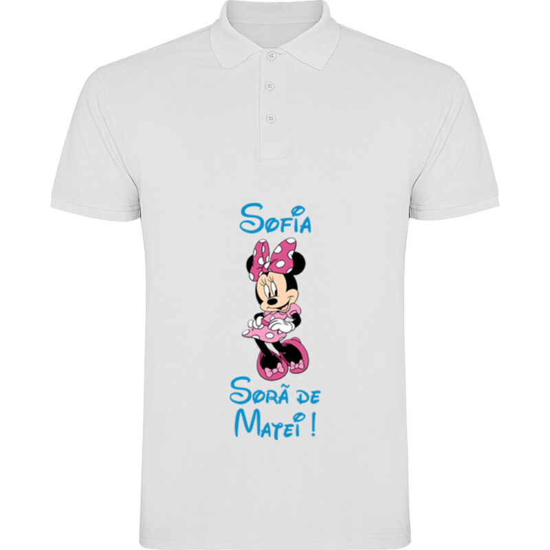 Tricou polo copii Soră Minnie, Alb