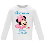 Tricou mânecă lungă copii -Surioară Minnie, Alb