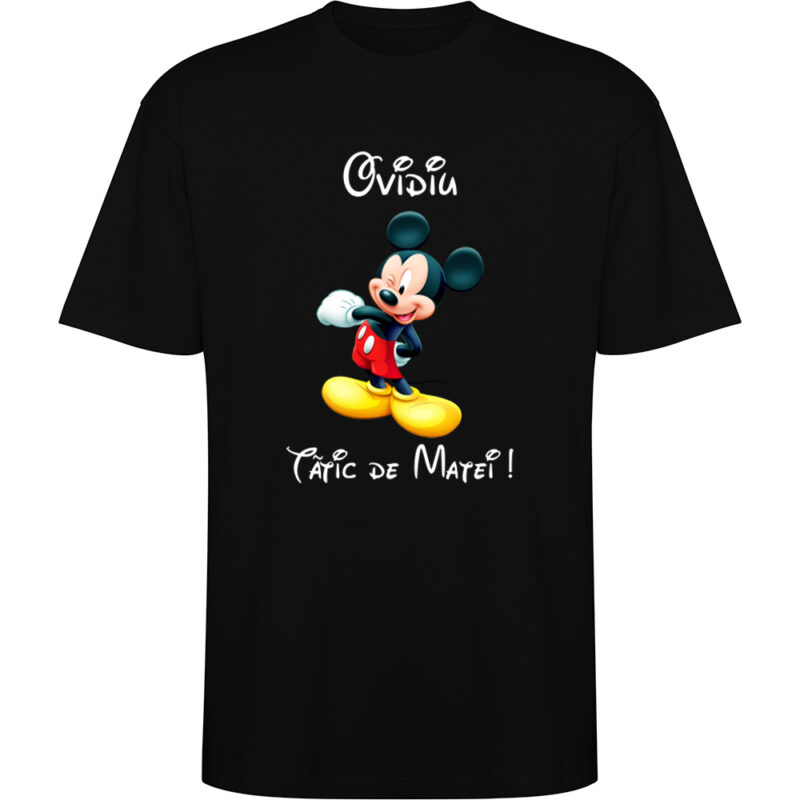 Tricou oversize Tătic Mickey, Negru