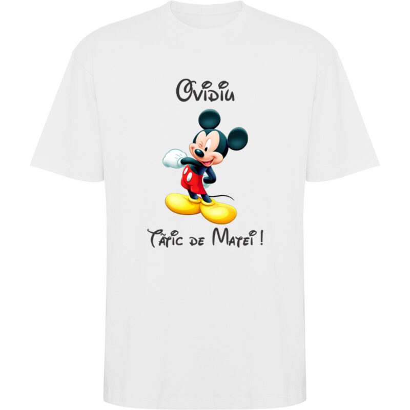 Tricou oversize Tătic Mickey, Alb