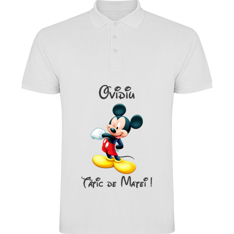 Tricou polo Tătic Mickey, Alb