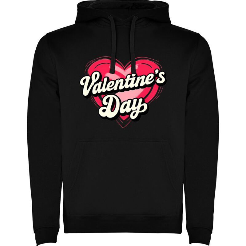 Hanorac Valentines Day Heart (Retro), Negru