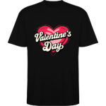 Tricou oversize Valentines Day Heart (Retro), Negru