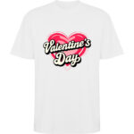 Tricou oversize Valentines Day Heart (Retro), Alb