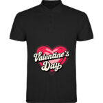 Tricou polo Valentines Day Heart (Retro), Negru