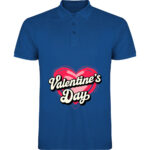Tricou polo Valentines Day Heart (Retro), Albastru