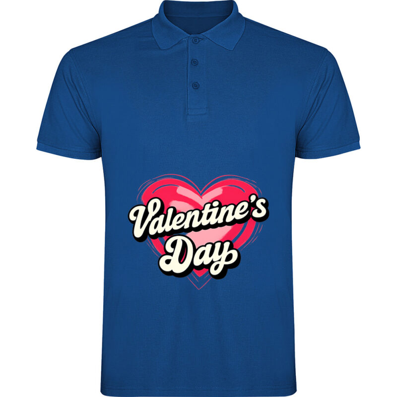 Tricou polo Valentines Day Heart (Retro), Albastru