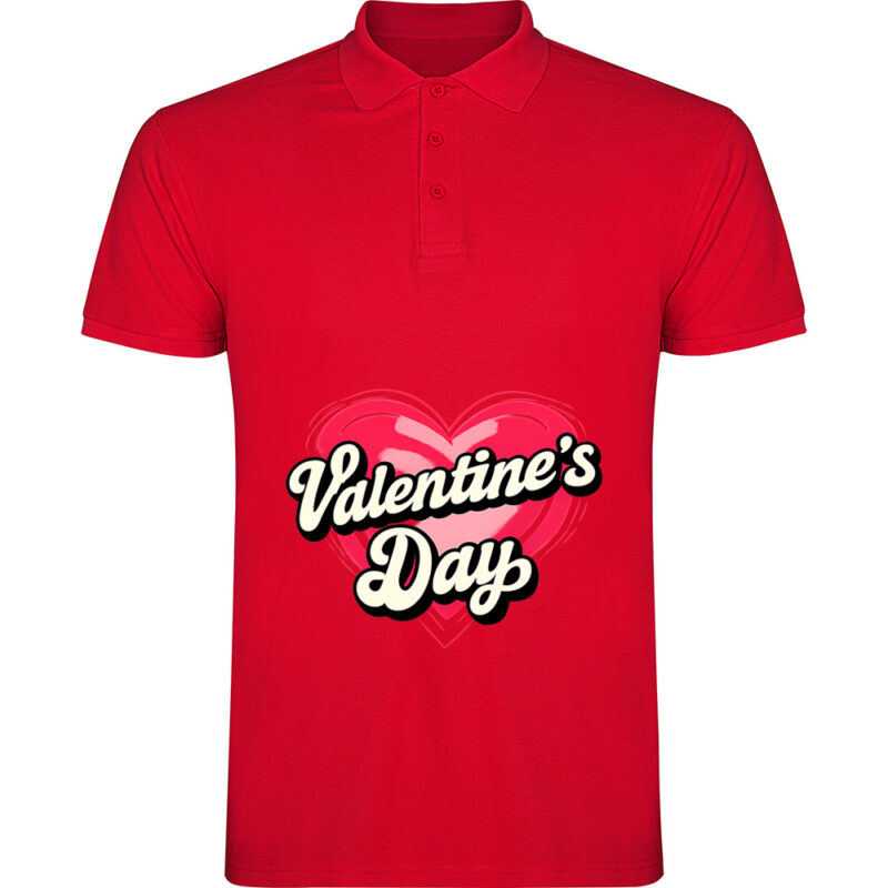 Tricou polo Valentines Day Heart (Retro), Roșu