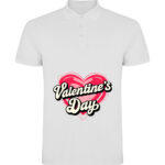Tricou polo Valentines Day Heart (Retro), Alb