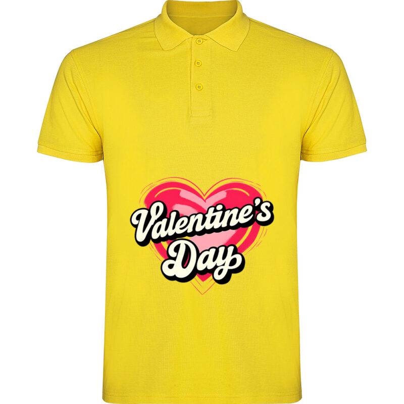 Tricou polo Valentines Day Heart (Retro), Galben
