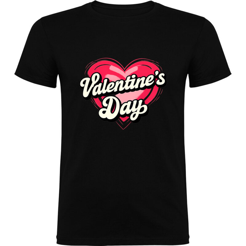 Tricou Valentines Day Heart (Retro), Negru