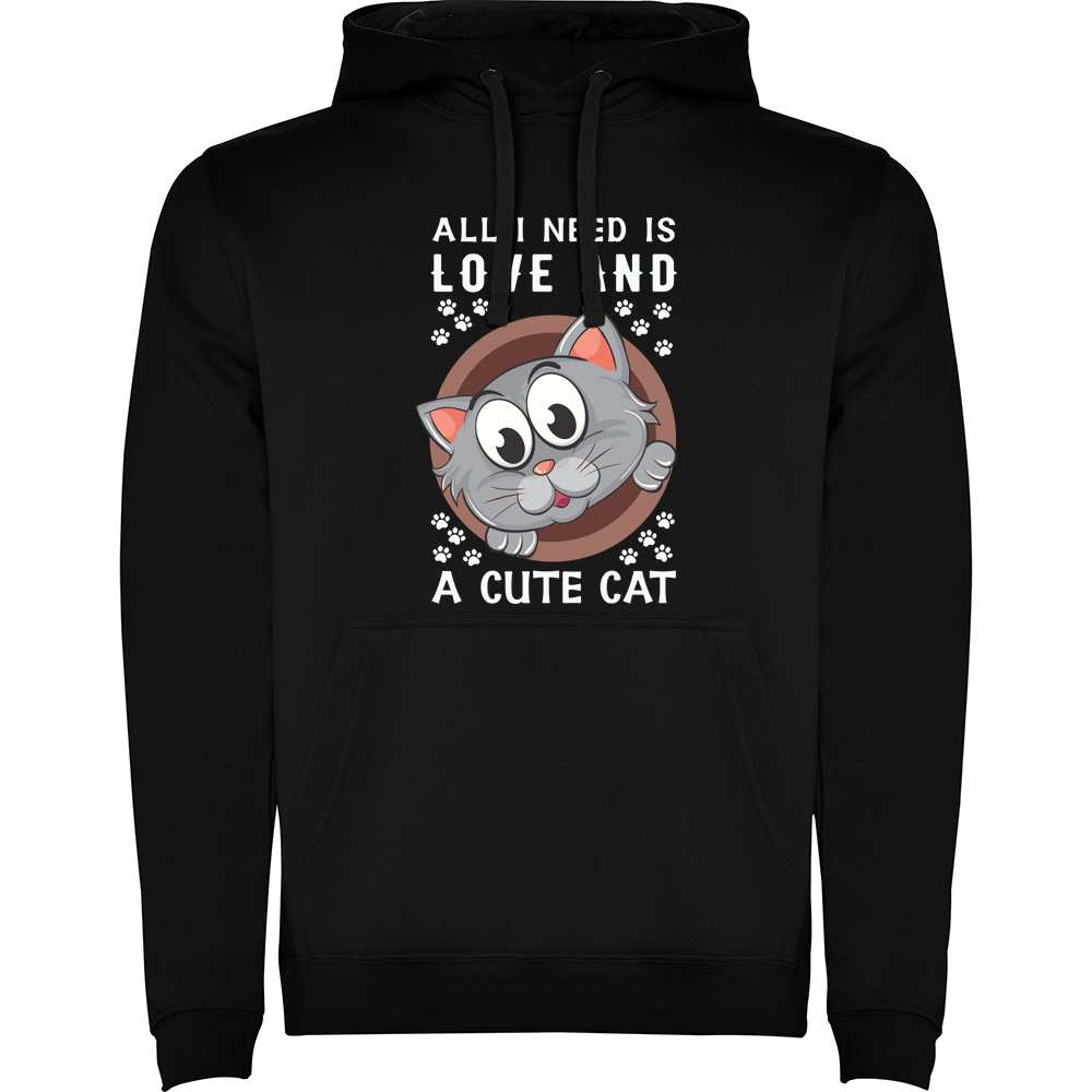 ALLINEEDISLOVEANDACUTECAT.HAN_.BLK_.jpg Hanorac All I need is love and a cute cat, Negru - imagine 1