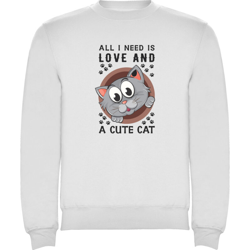 Pulover All I need is love and a cute cat, Alb