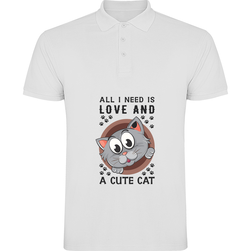 ALLINEEDISLOVEANDACUTECAT.TP_.WHT_.jpg Tricou polo All I need is love and a cute cat, Alb - imagine 1