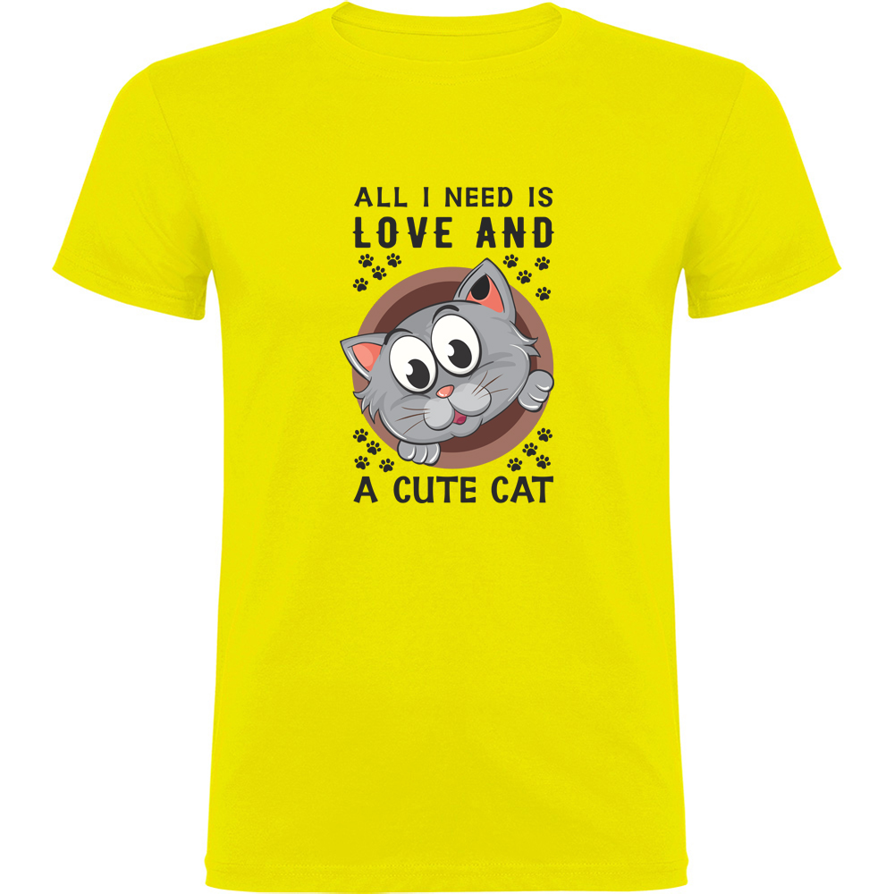 ALLINEEDISLOVEANDACUTECAT.TR_.YEL_.jpg Tricou All I need is love and a cute cat, Galben - imagine 1
