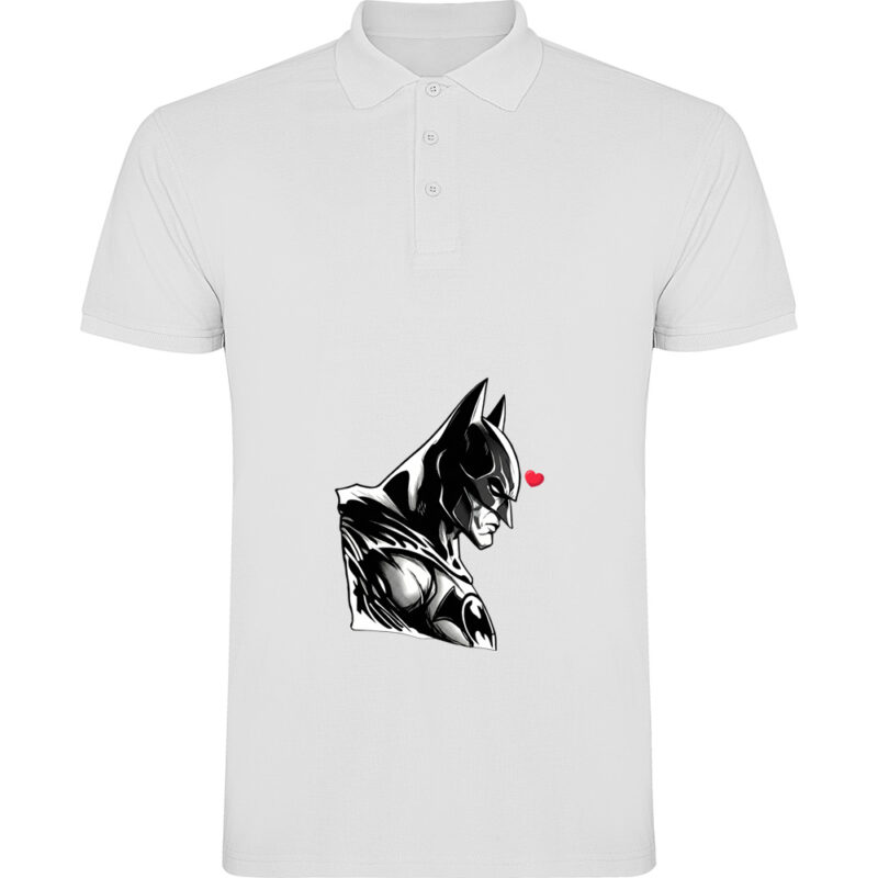 Tricou polo BATMAN (HEART), Alb