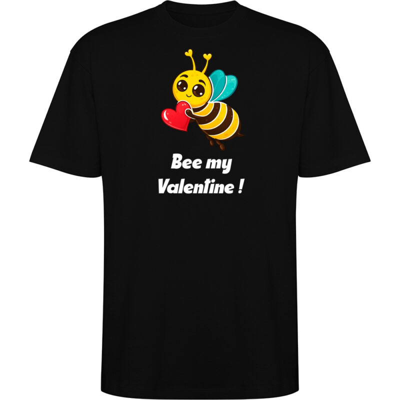 Tricou oversize Bee my Valentine, Negru