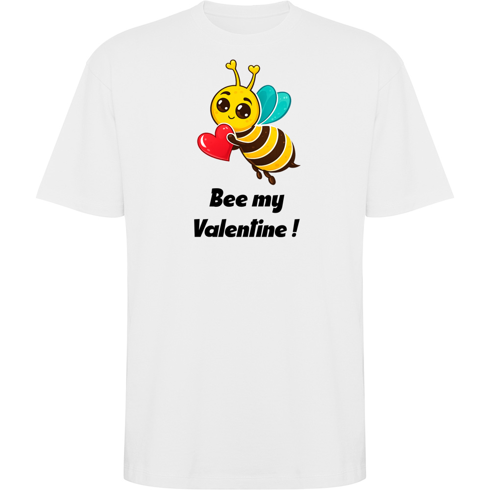 BEEMYVALENTINE.TO_.WHT_.jpg Tricou oversize Bee my Valentine, Alb - imagine 1