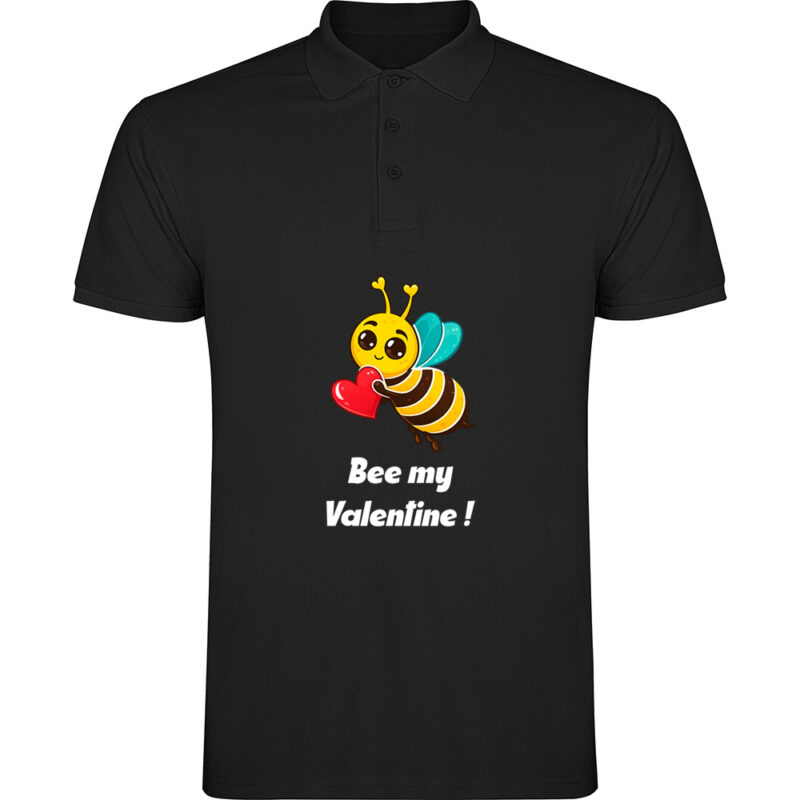 Tricou polo Bee my Valentine, Negru