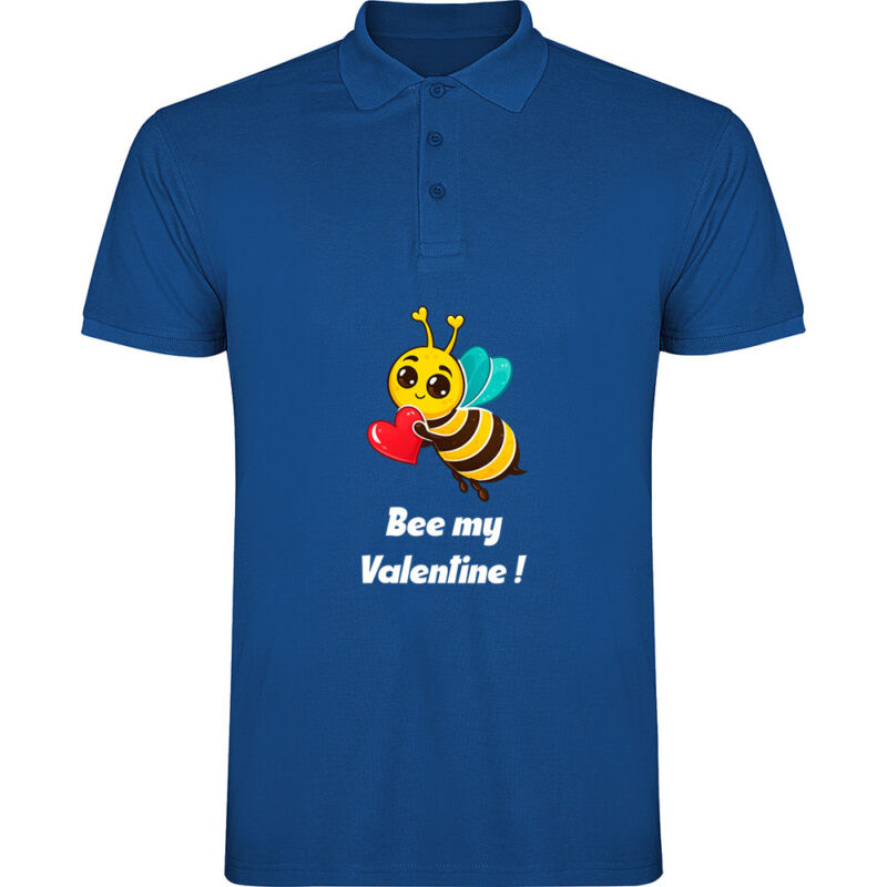 Tricou polo Bee my Valentine, Albastru