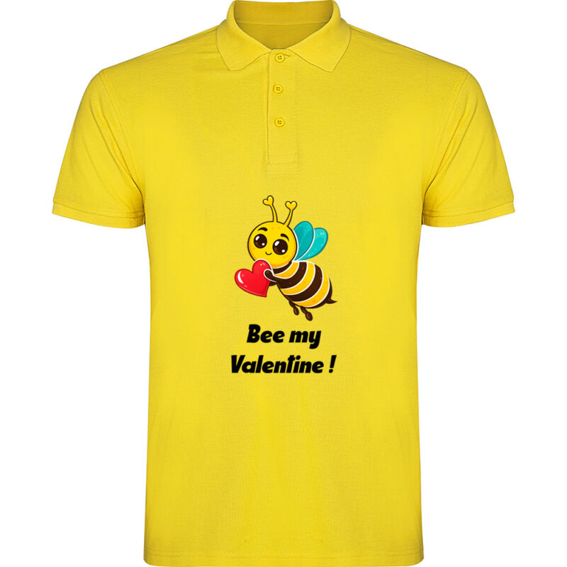 Tricou polo Bee my Valentine, Galben