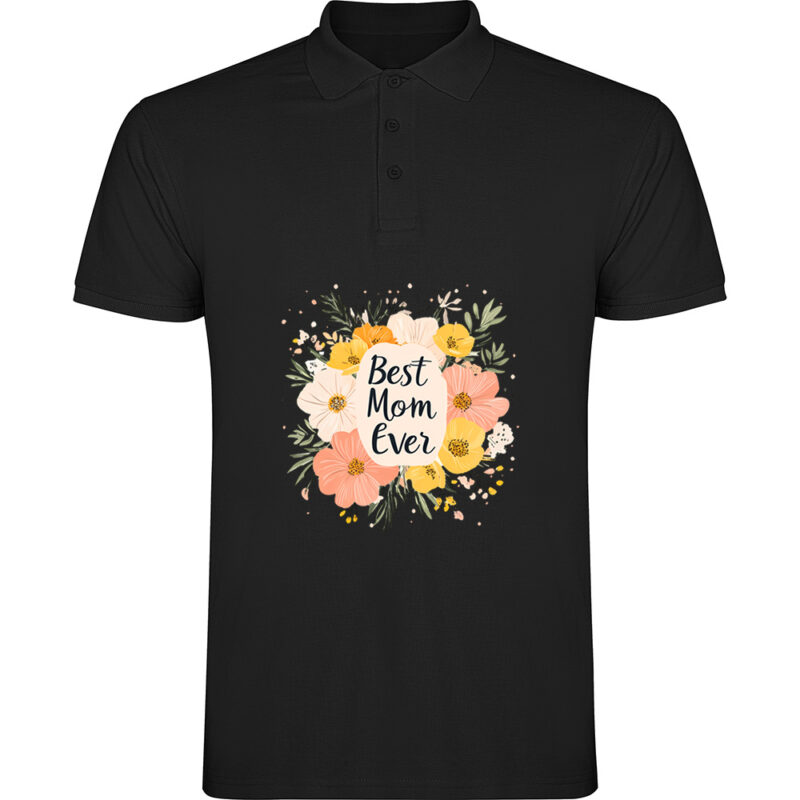 Tricou polo Best Mom ever, Negru