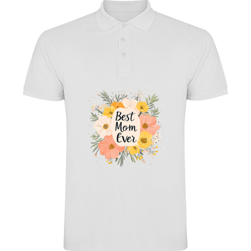 Tricou polo Best Mom ever, Alb