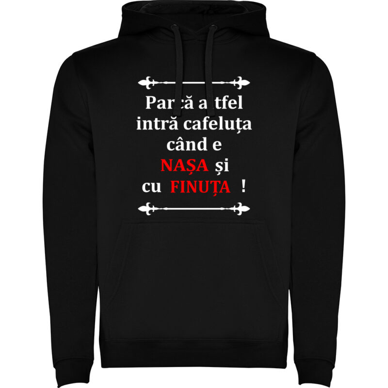 Hanorac Cafeluta cu Nasa si Finuta, Negru