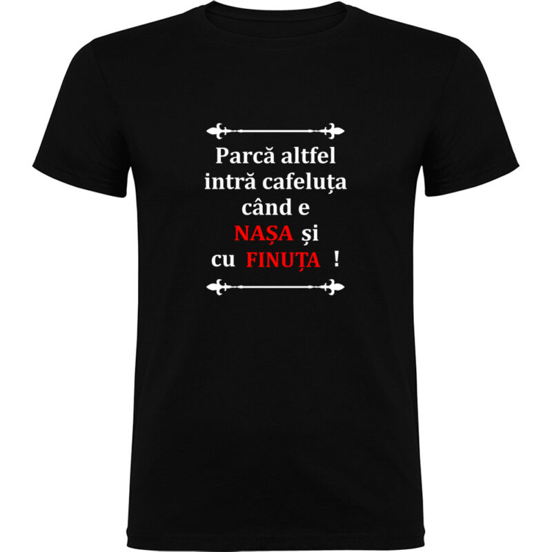 Tricou Cafeluta cu Nasa si Finuta, Negru