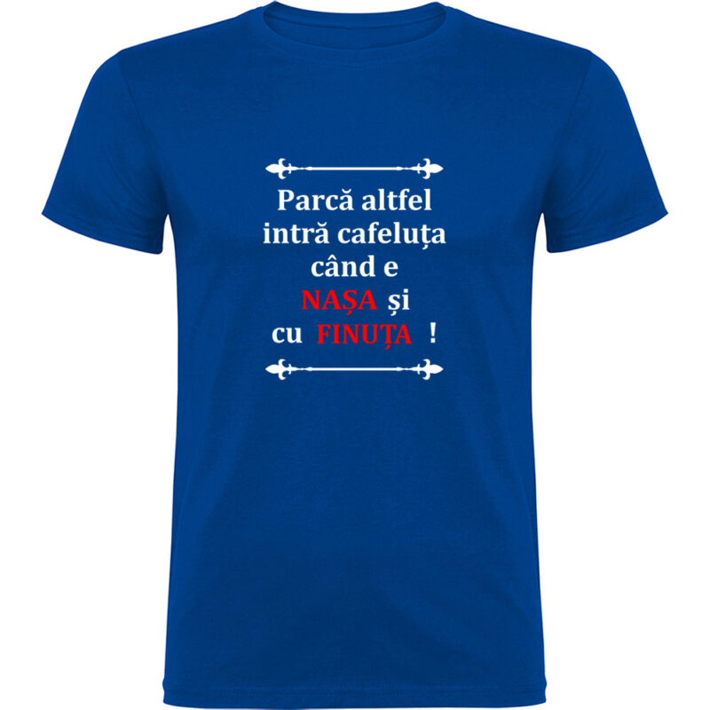 Tricou Cafeluta cu Nasa si Finuta, Albastru