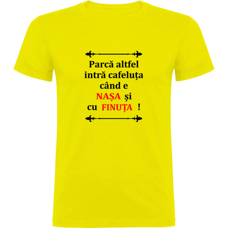 Tricou Cafeluta cu Nasa si Finuta, Galben