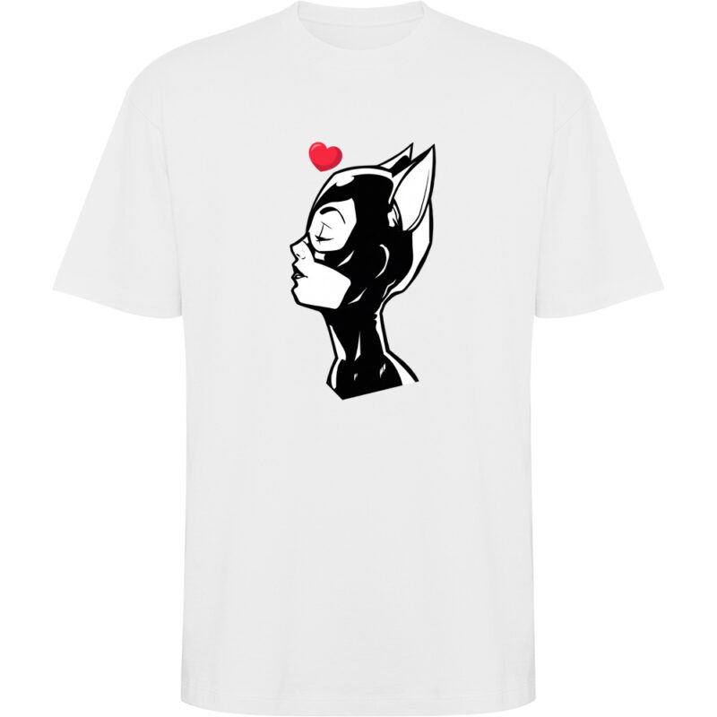 Tricou oversize CATWOMAN (HEART), Alb