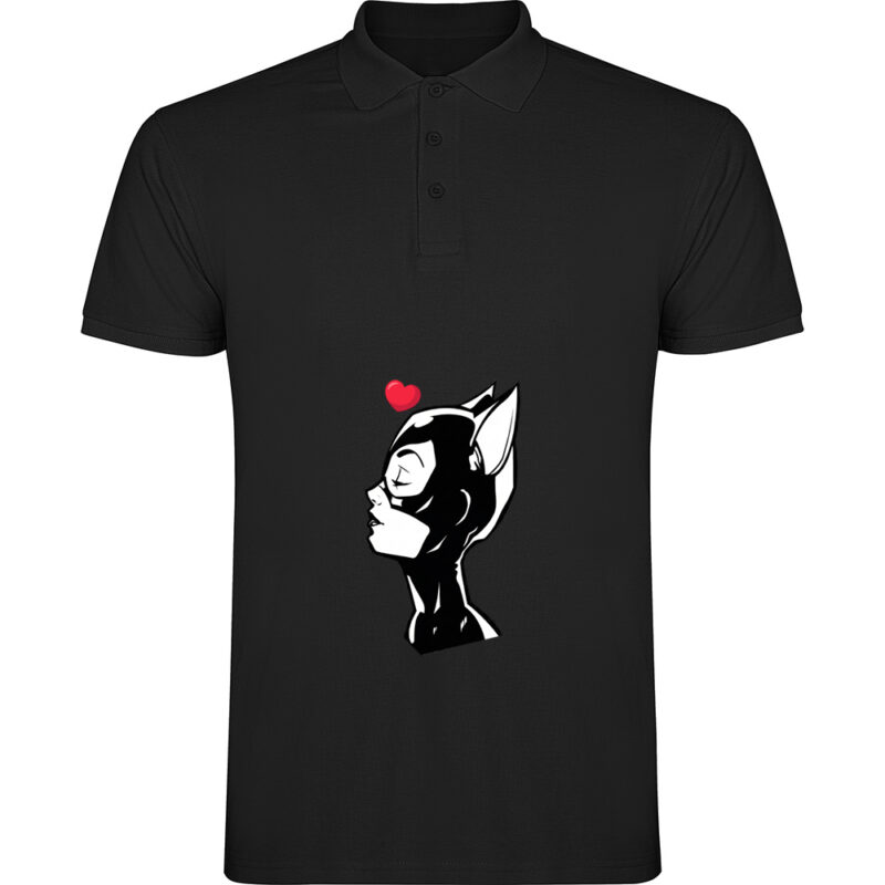 Tricou polo CATWOMAN (HEART), Negru