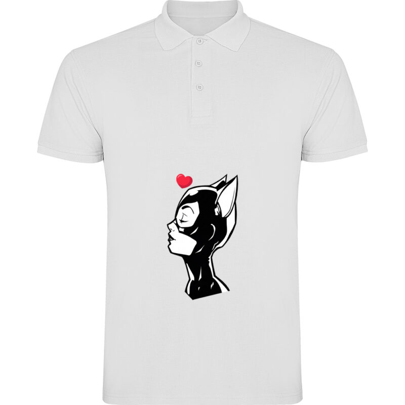 Tricou polo CATWOMAN (HEART), Alb