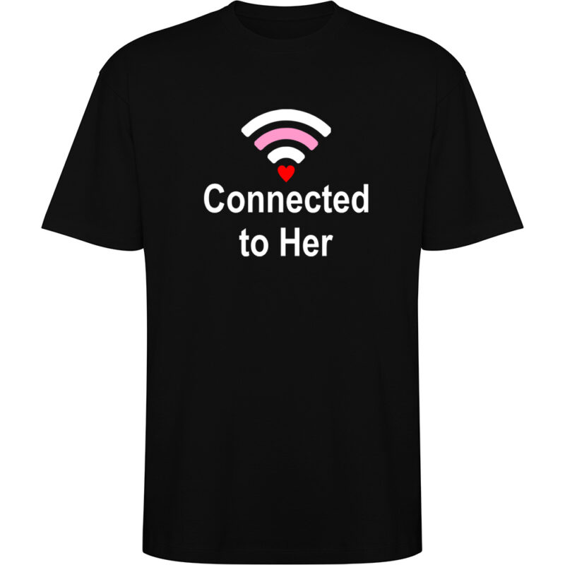 Tricou oversize Connected to her, Negru