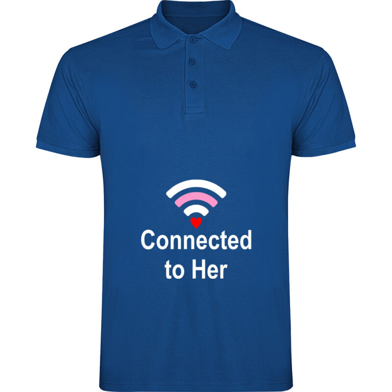 Tricou polo Connected to her, Albastru
