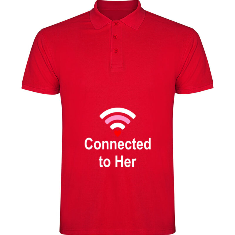 Tricou polo Connected to her, Roșu