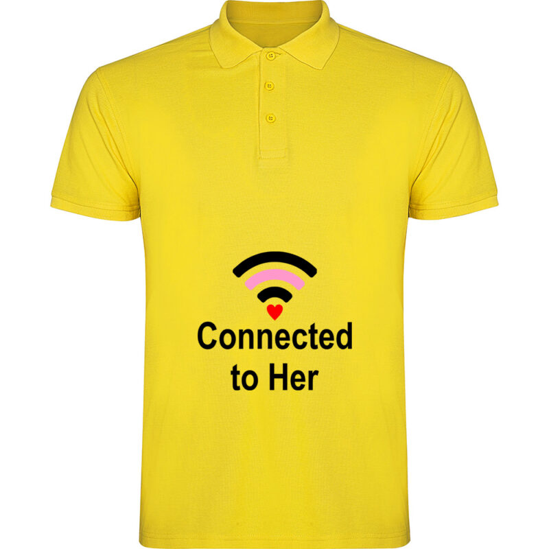 Tricou polo Connected to her, Galben