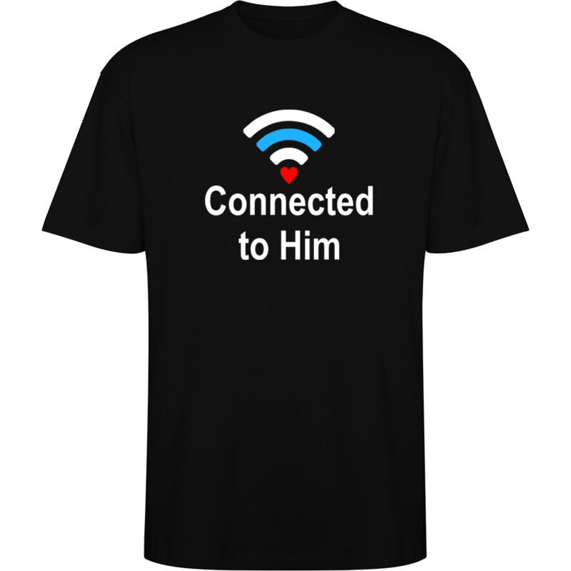 Tricou oversize Connected to him, Negru