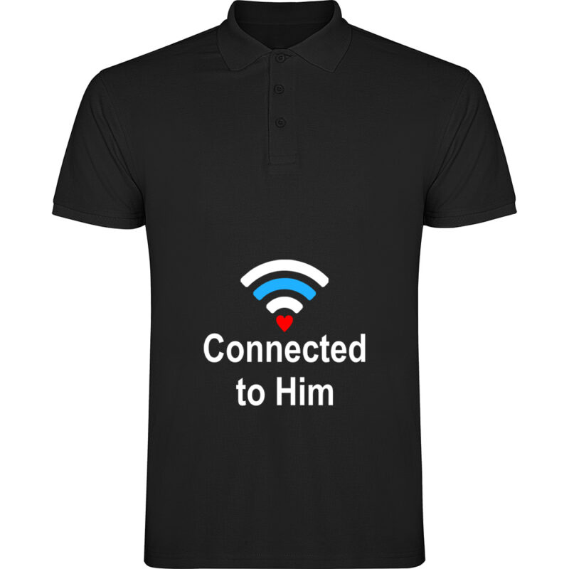 Tricou polo Connected to him, Negru