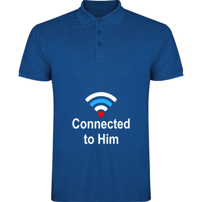 Tricou polo Connected to him, Albastru