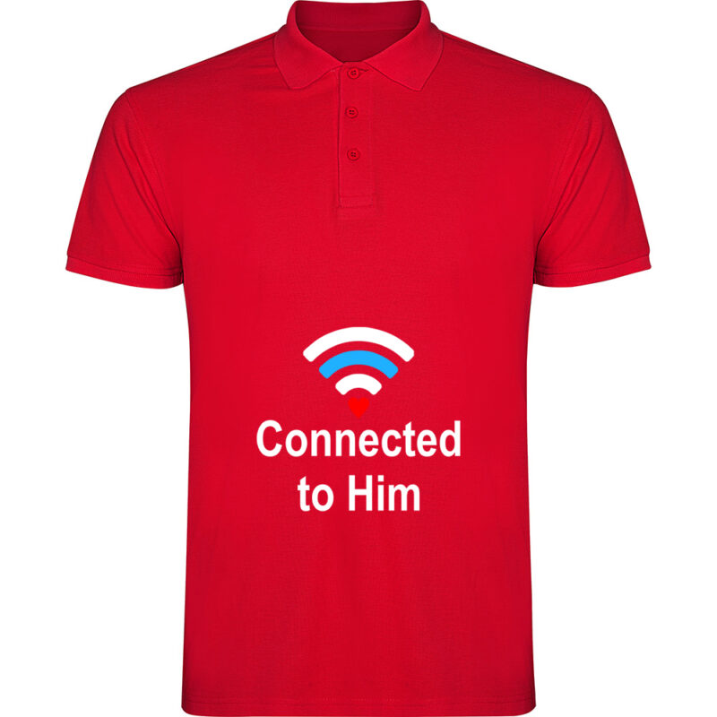 Tricou polo Connected to him, Roșu