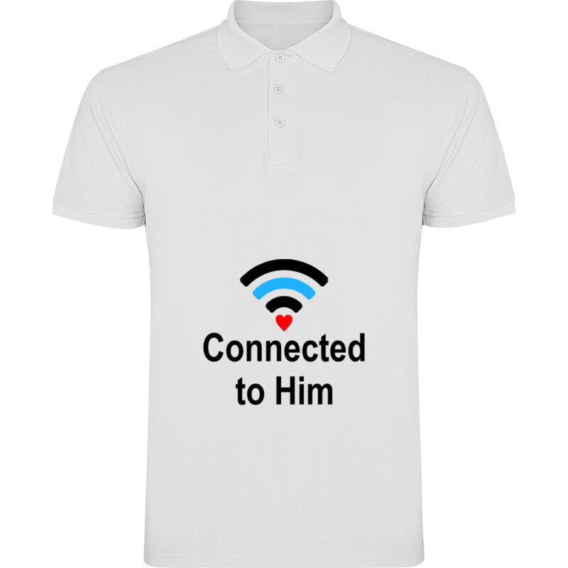 Tricou polo Connected to him, Alb