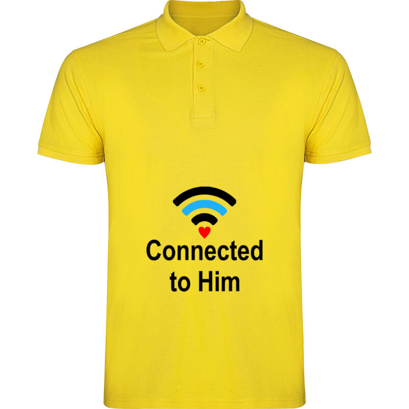 Tricou polo Connected to him, Galben