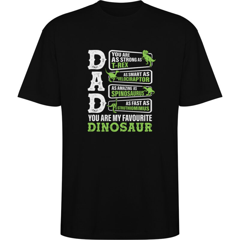 Tricou oversize Dad - My favourite dinosaur, Negru