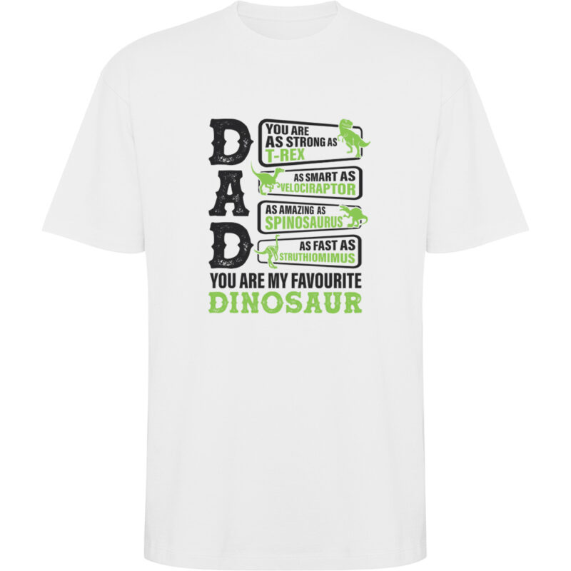 Tricou oversize Dad - My favourite dinosaur, Alb