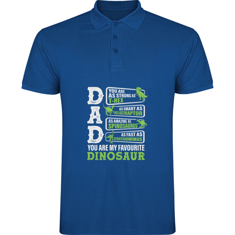 Tricou polo Dad - My favourite dinosaur, Albastru