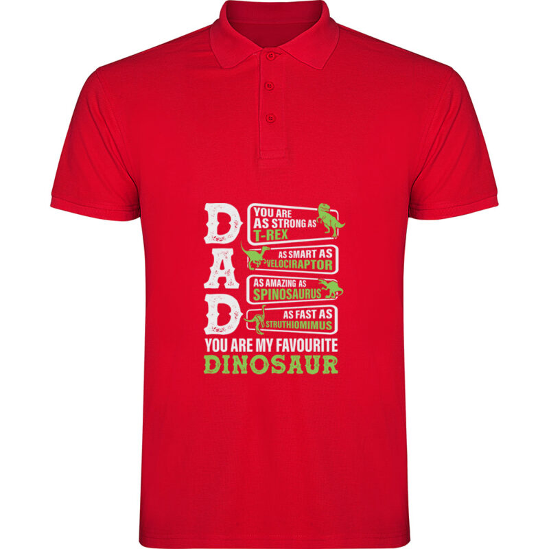 Tricou polo Dad - My favourite dinosaur, Roșu